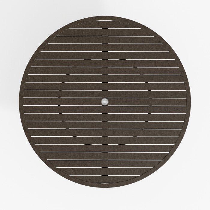 Tropitone Horizon Slat 54" Round KD Dining Umbrella Table
