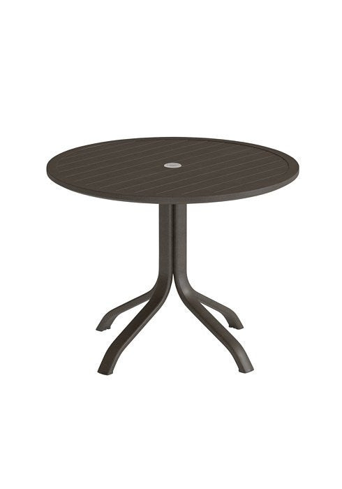 Tropitone Horizon Slat 54" Round KD Dining Umbrella Table