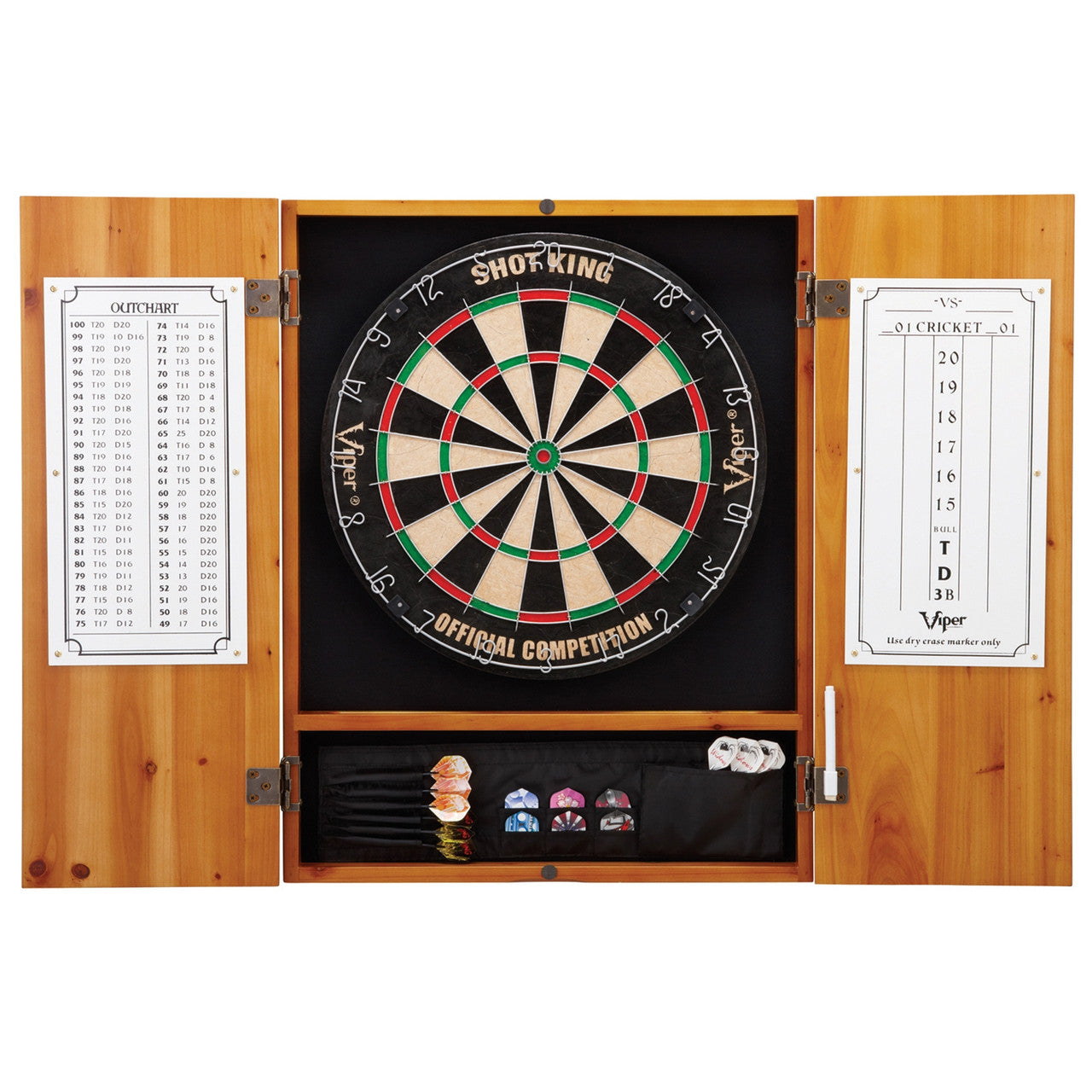 Metropolitan Oak Steel Tip Dartboard Cabinet