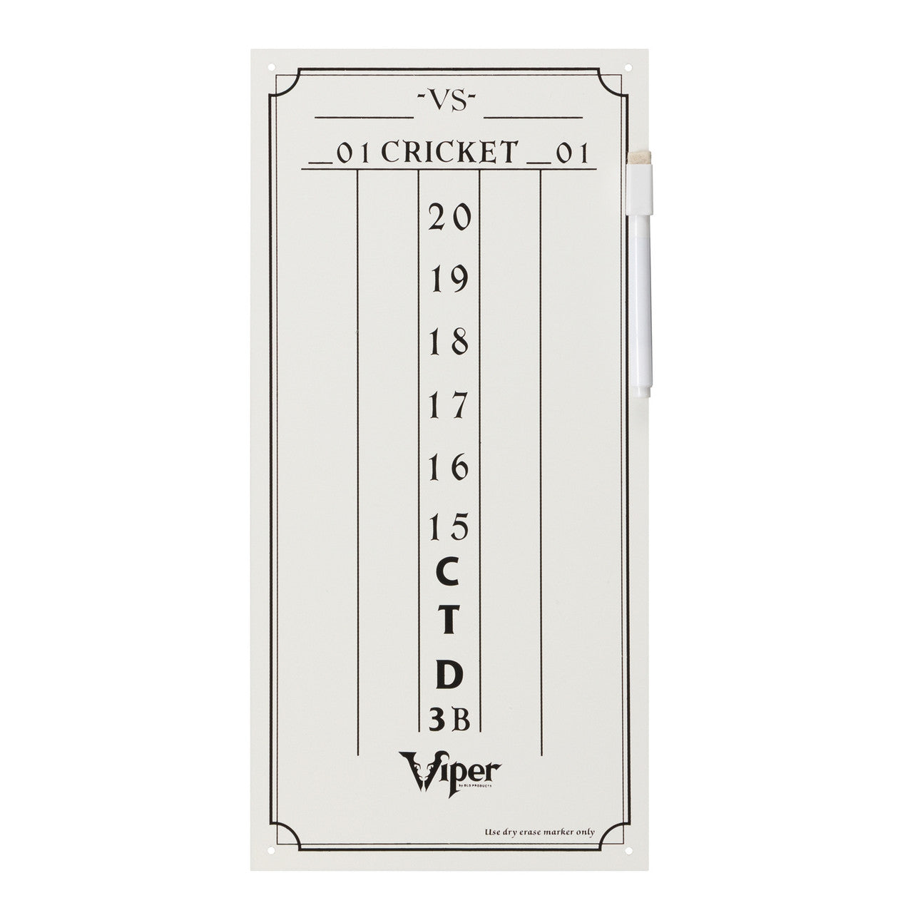 Viper Small Cricket Dry Erase Scoreboard - White