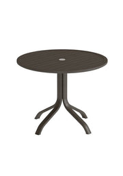 Tropitone Horizon Slat 36" Round KD Pedestal Dining Umbrella Table