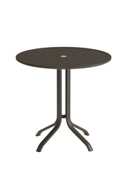 Tropitone Horizon Slat 36" Round table  KD Pedestal Bar Umbrella