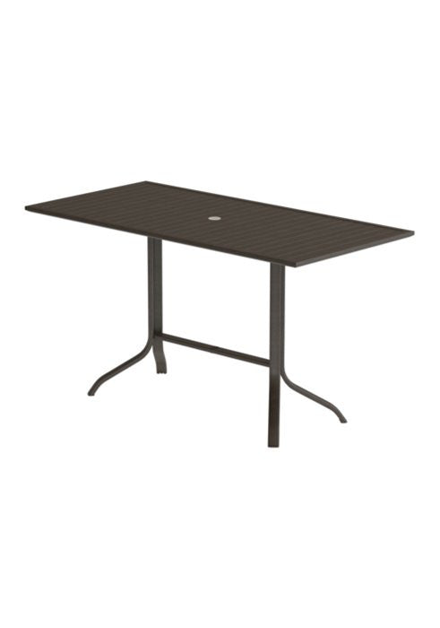 Tropitone Horizon Slat 72" x 36" Rectangular KD Pedestal Bar Umbrella