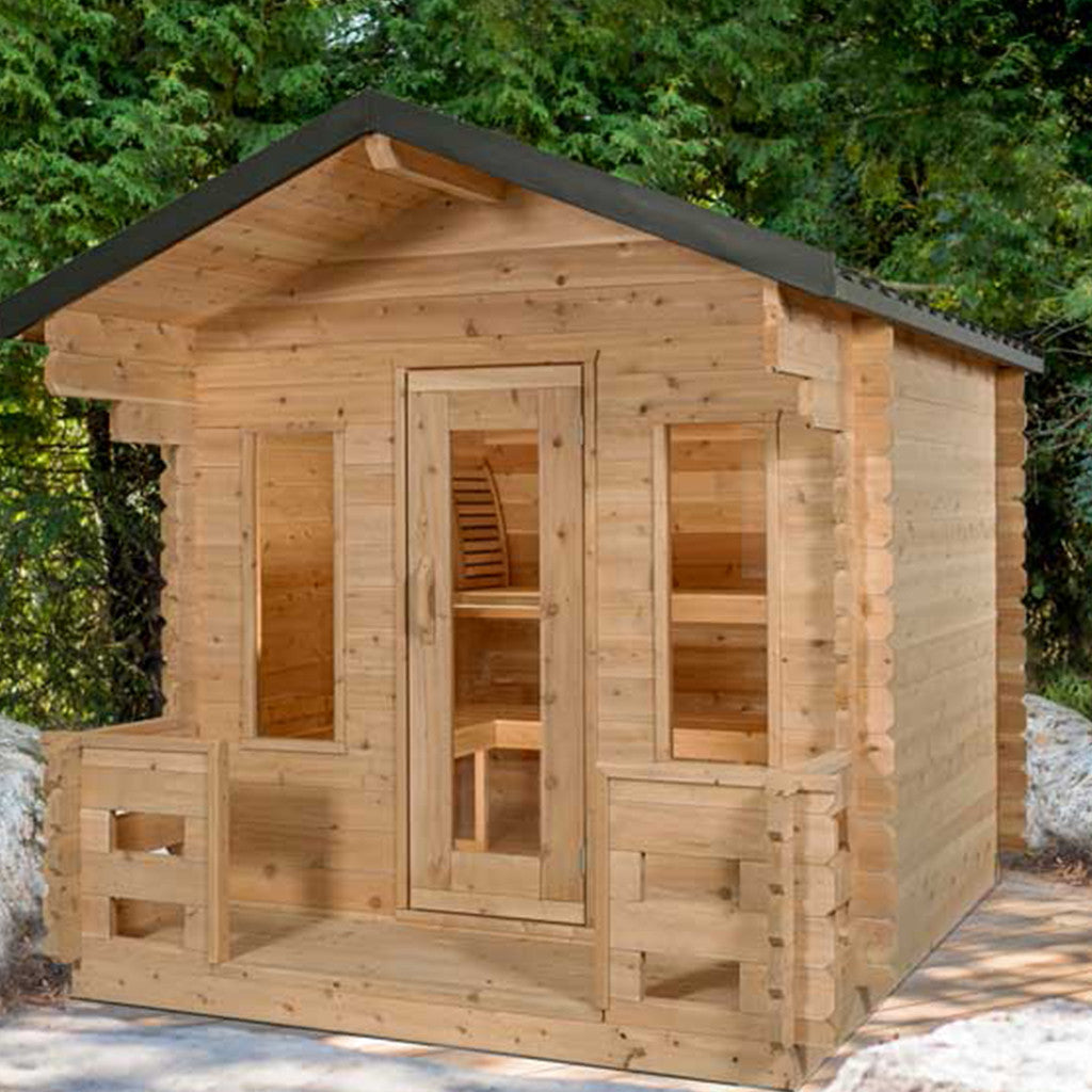 Canadian Timber Georgian Cabin Sauna with Porch